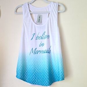I Believe in Mermaids White and Blue Tank Top